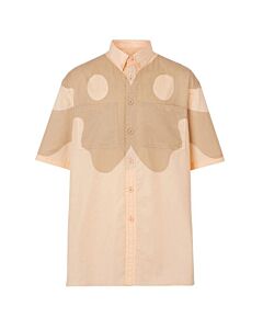 Burberry Pastel Peach Abstract Print Cotton Shirt, Size X-Large