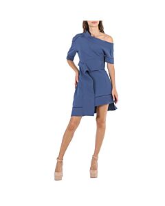 Burberry Pewter Blue One-shoulder Cotton-blend Sweatshirt Dress