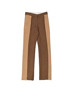 Burberry Rib Knit Panel Wool Cashmere Tailored Trousers In Dark Tan, Brand Size 6 (US Size 4)