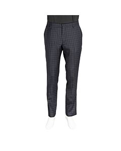 Burberry Serpentine Slim Fit Tartan Wool Tailored Trousers In Navy, Brand Size 50 (US Size 40)