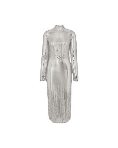 Burberry Silver Thalia Metallic Paillette-Embellished Mesh Dress