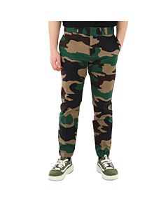 Burberry Slim Fit Camouflage Print Cotton Chinos In Green