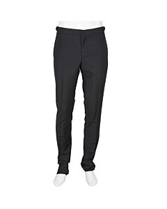 Burberry Slim Fit Wool Mohair Evening Trousers in Black