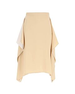 Burberry Soft Fawn Thea Silk Crepe De Chine Midi Skirt