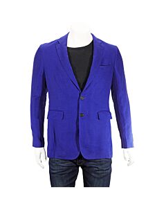 Burberry Soho Wool Woven Knit Blazer in Violet Blue