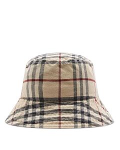 Burberry Stone Check Cotton Twill Woven Bucket Hat