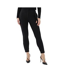 Burberry Strap Detail Stretch Crepe Jersey Trousers In Black