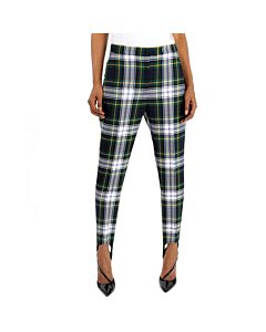 Burberry Tartan Wool High-waisted Stirrup Trousers In Ink Blue