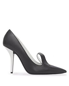 Burberry Two-Tone Leather Point-Toe Pumps In Black/White