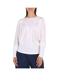 Burberry White Long-sleeved Panel Jersey Oversized Top, Brand Size 8 (US Size 6)