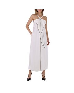 Burberry White Stretch Jersey Drape Detail Gown