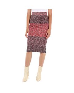 Burberry Womens Cashmere Cotton Wool Blend Mouline Skirt in Red