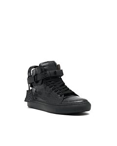 Buscemi Men's Black Croco Leather High-top Sneakers