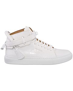 Buscemi Men's White Croco Leather High-Top Sneakers