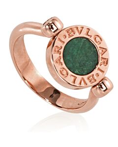 Bvlgari 18k Rose Gold Flip Ring With Green Jade
