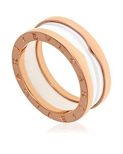 Bvlgari B.Zero1 18K Pink Gold And White Ceramic 2-Band Ring
