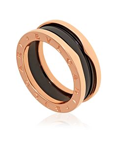 Bvlgari B.Zero1 18K Rose Gold And Black Ceramic 2-Band Ring, Brand
