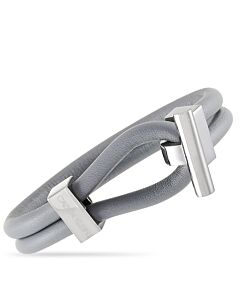 Calvin Klein Anchor Stainless Steel Gray Leather Bracelet