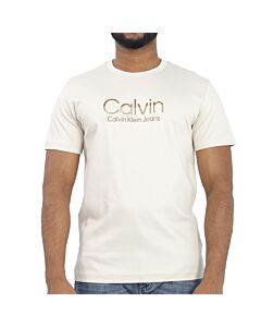 Calvin Klein Eggshell Logo Embroidered Cotton T-shirt