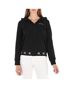 Calvin Klein Ladies Black Logo Jacquard Hooded Sweatshirt