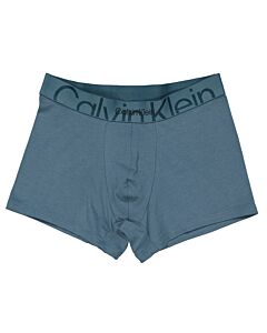 Calvin Klein Men's Blue Lake Embossed Icon Stretch Cotton Trunks