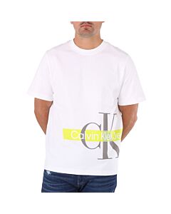 Calvin Klein Men's Bright White Overlapping Logo Print T-Shirt, Size Large