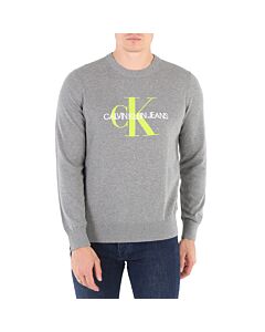 Calvin Klein Men's Grey Organic Cotton Monogram Pullover Sweater