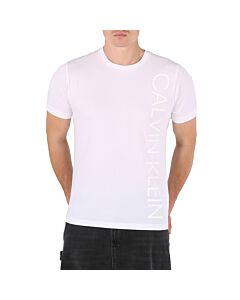 Calvin Klein Men's Vertical Logo Knit Casual T-Shirt in White