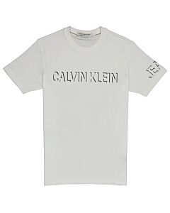 Calvin Klein Men's White Shadow Logo Free Fit Stretch Tee