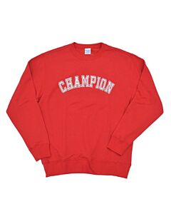 Champion Bright Red French Terry Varsity Crewneck Sweatshirt