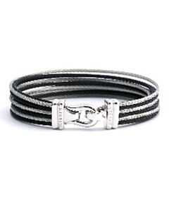 Charriol Brilliant Stainless Steel and Black PVD Cable Bangle, Size M