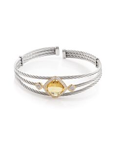 Charriol Celtic Classique Stainless Steel and 18K Yellow Gold Diamond and Yellow Citrine Bangle Bracelet