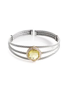 Charriol Celtic Classique Stainless Steel Yellow Gold Plated Diamonds and Lemon Citrine Cable Bangle Bracelet