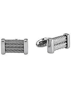 Charriol Chevron Men's Steel Cable Cufflinks- Grey