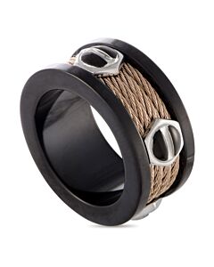Charriol Forever Stainless Steel Black and Pink PVD Cable Band Ring,