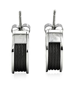 Charriol Forever Stainless Steel Black Pvd Cable Earrings