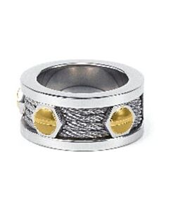 Charriol Forever Young Steel Cable & Yellow Gold 14K Screws Motif Ring