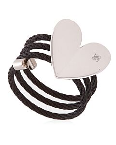 Charriol Mouni Diamond Black PVD Heart Cable Ring,