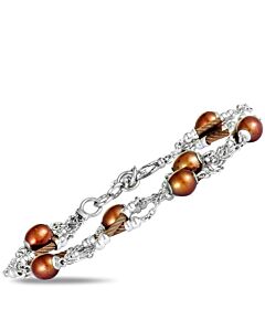 Charriol Pearl Stainless Steel and Bronze PVD Brown Pearls Bracelet