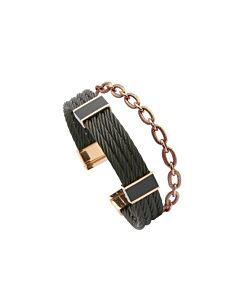Charriol St. Tropez Stainless Steel and Pink and Black PVD Black Lacquer Cable and Chain Bracelet