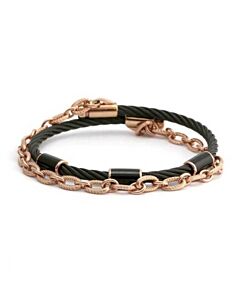 Charriol St Tropez Steel Pink PVD and Black Lacquer Cable Bangle