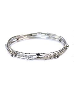 Charriol Tango Black CZ Stones Stainless Steel Cable Bangle