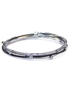 Charriol Tango White CZ Stones Stainless Steel Black PVD Cable Bangle