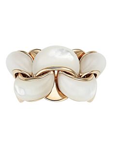 CHIMENTO MOTHER OF PEARL INTERLOCKING 18K ROSE GOLD RING MADE IN ITALY