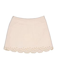 Chloe Girls Ivory Scallop-Trim A-Line Skirt