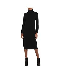Chloe Ladies Black Long Knitted Wool And Cashmere Dress