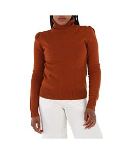 Chloe Ladies Cognac Brown Turtleneck Cashmere Sweater, Size Medium