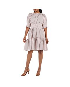 Chloe Ladies White / Beige Striped Dress, Brand Size 36 (US Size 4)