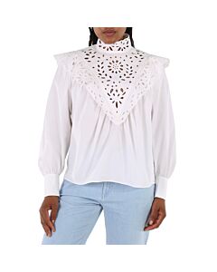 Chloe Ladies White Cotton Poplin High-Neck Shirt