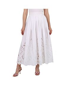 Chloe Ladies White Embroidered Mid-Length Skirt